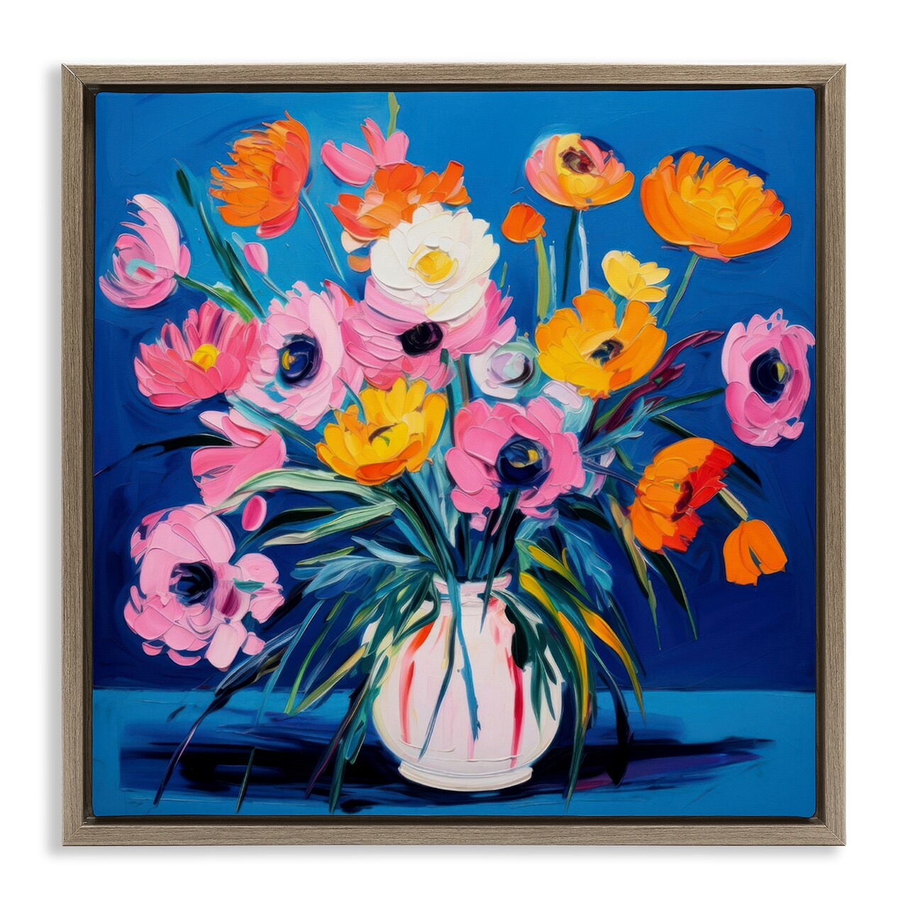 Stupell Industries Bright Poppies Bouquet Floater Framed Canvas Wall Art Design by LSR Design Studio